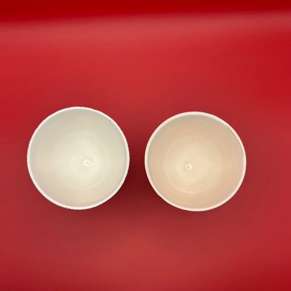 VTG Set of 2 Porcelain Egg Cups Ivory with Gold Trim Around Top‎ And Bottom